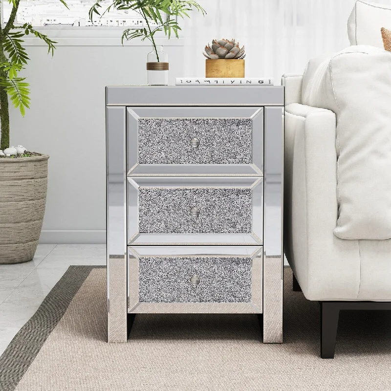 Silver Mirrored Nightstand