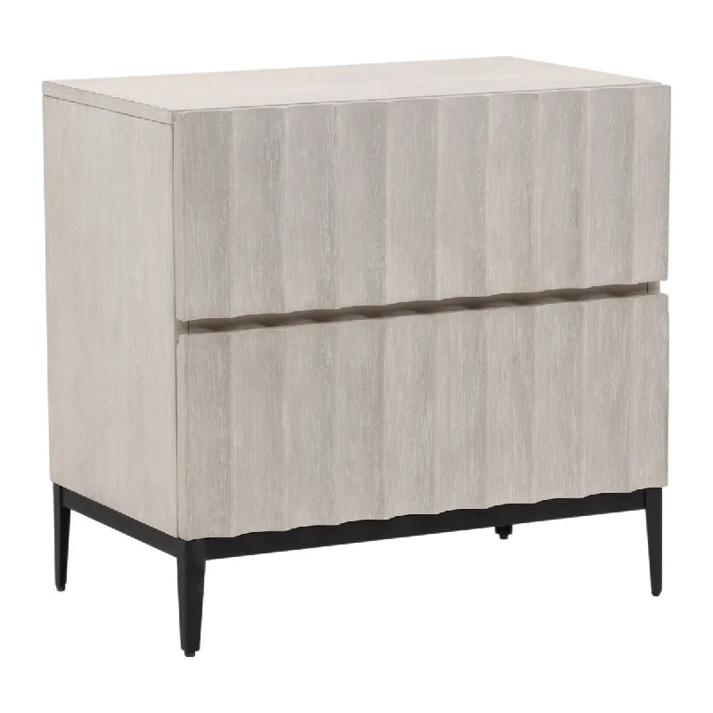 Silvia 2-Drawer Rubberwood Nightstand, Light Gray