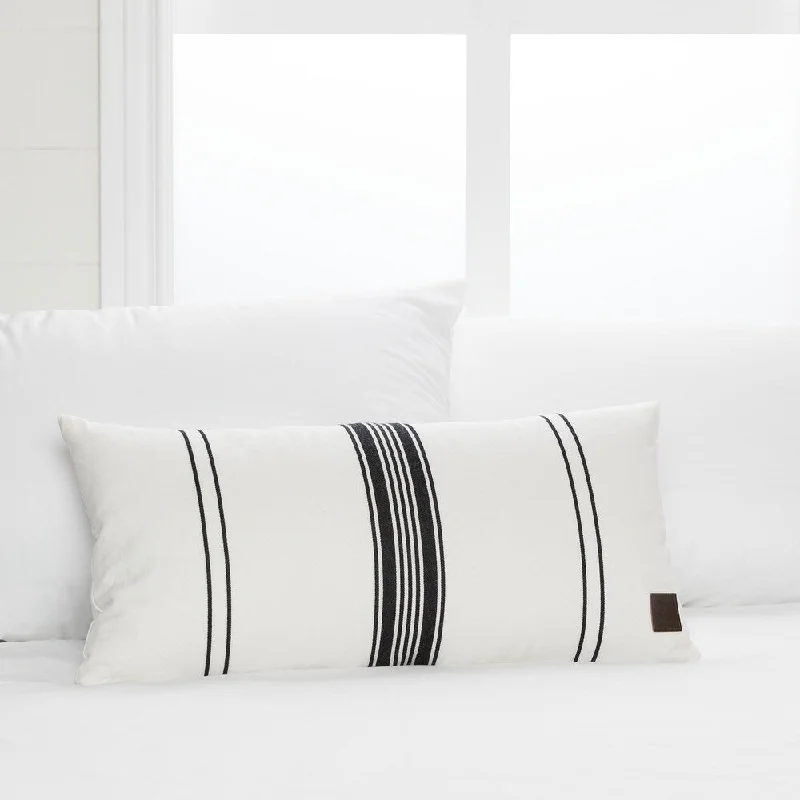 South Shore Lodge White and Black Striped Throw Pillow