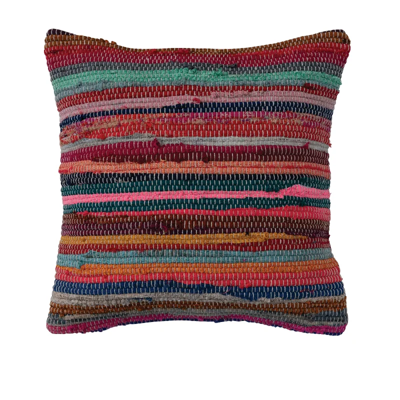 Striped Cotton Chindi Throw Pillow Cover