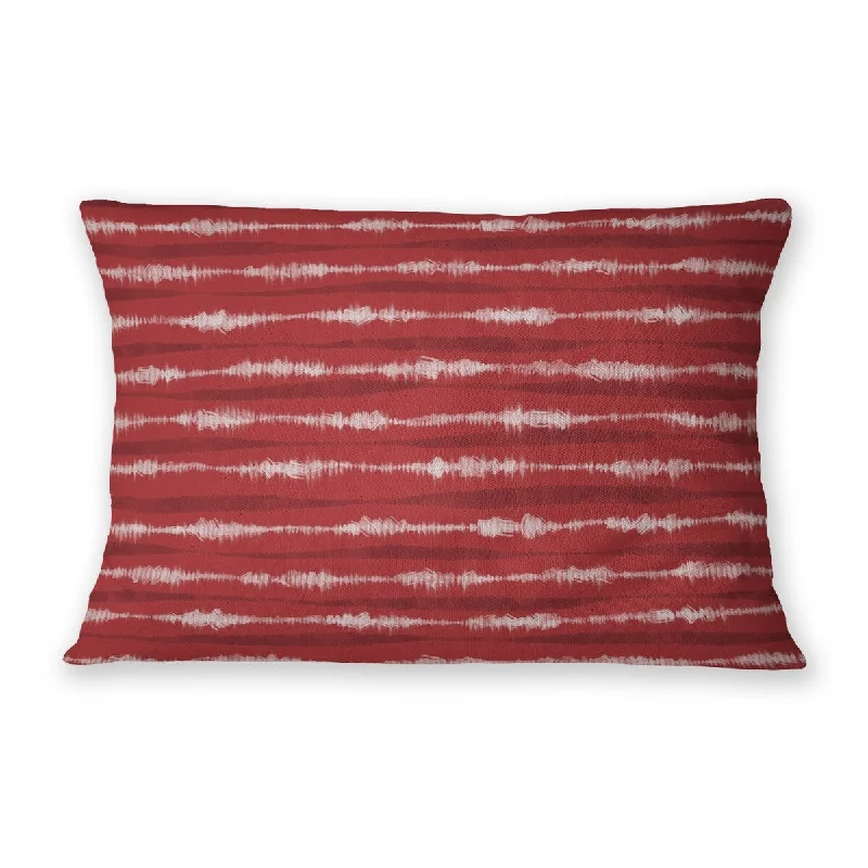 TIE-DYE STRIPE RED Lumbar Pillow By Jenny Lund