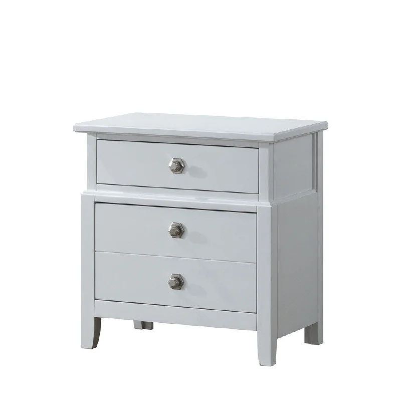 White 3-Drawer Nightstand