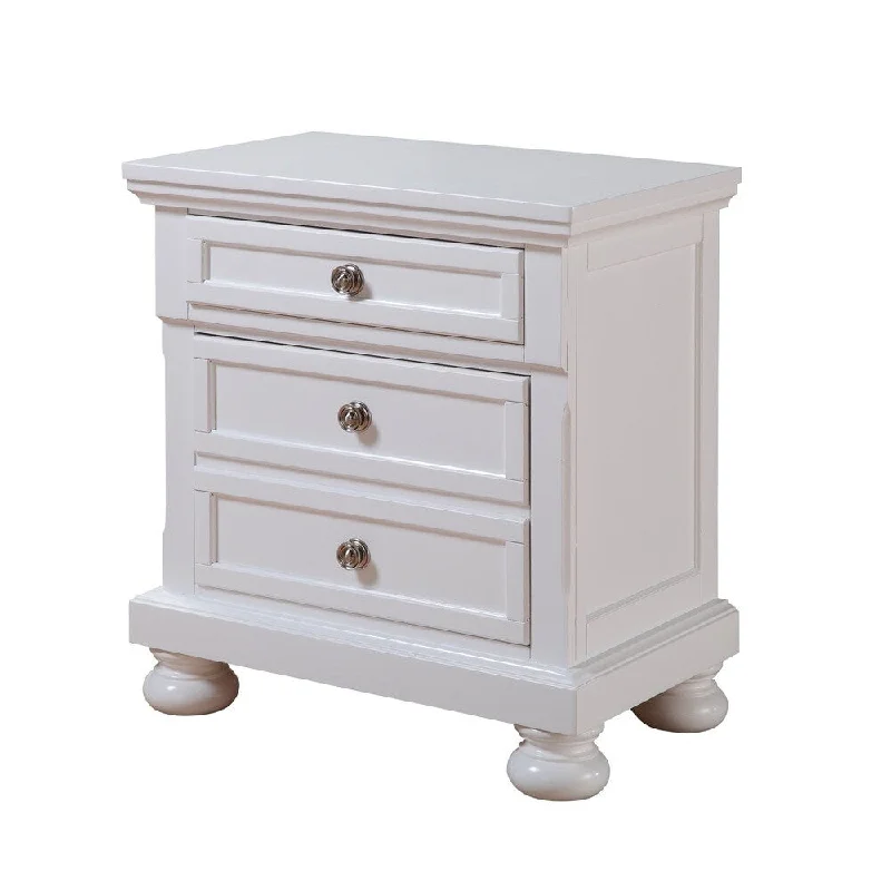 White 3-Drawer Nightstand