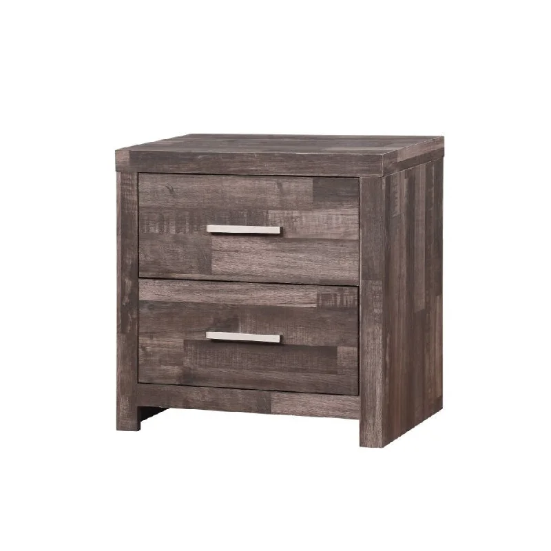 Wood 2-Drawer Nightstand - Transitional Style - No Assembly Required - Plank Pattern