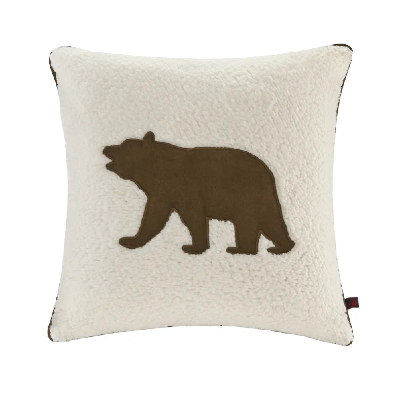 Woolrich Bear White 18 Inch Square Berber Decorative Throw Pillow