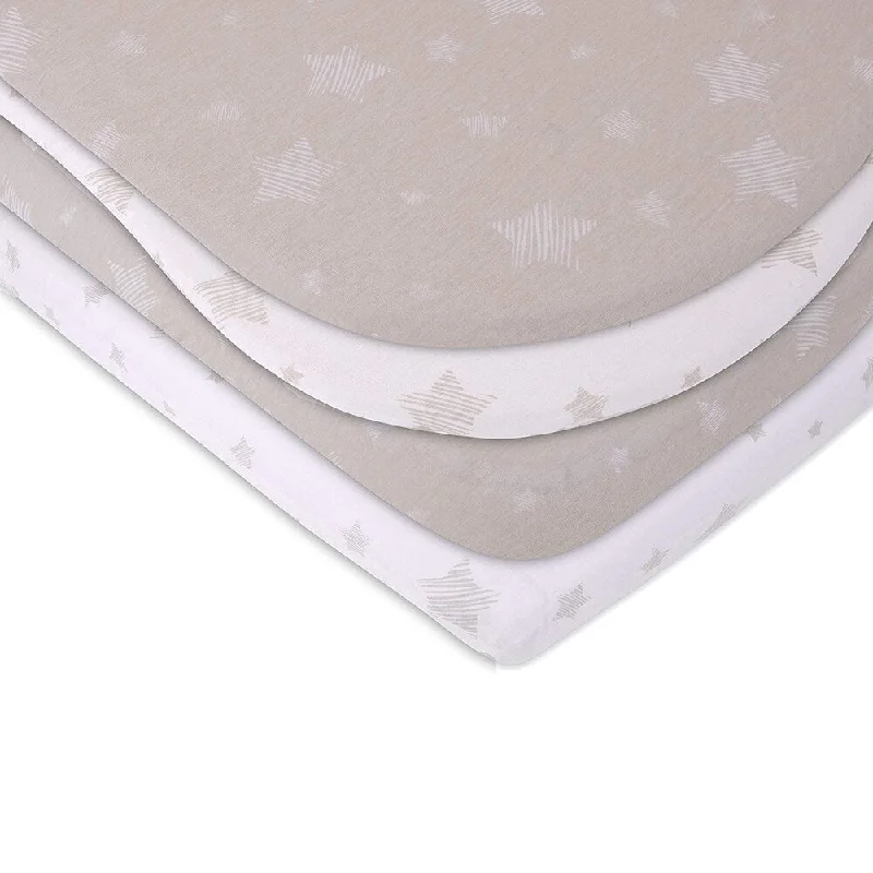 Bassinet Sheet Set Jersey Cotton 2 Pack-Star