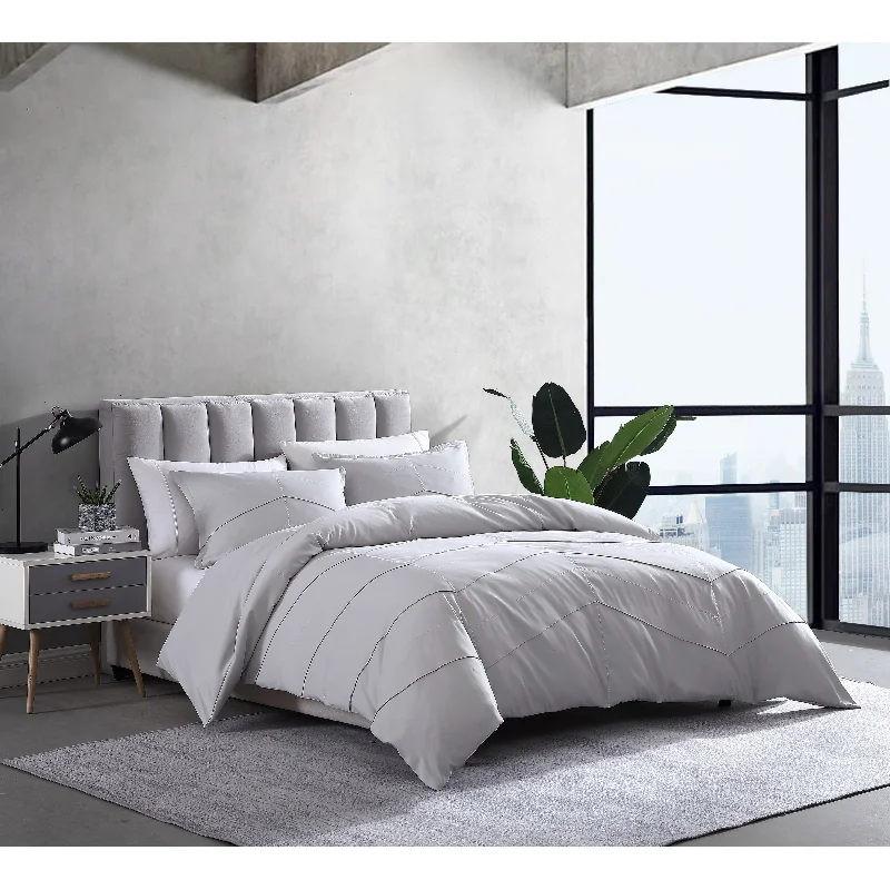 City Scene Chloe Solid Grey Comforter Set