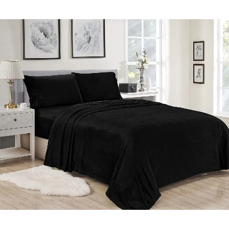 Décor&More Luxury Elegance 2 Piece Twin Size Extra Soft Velvet Touch Microplush Sheet Set - Black