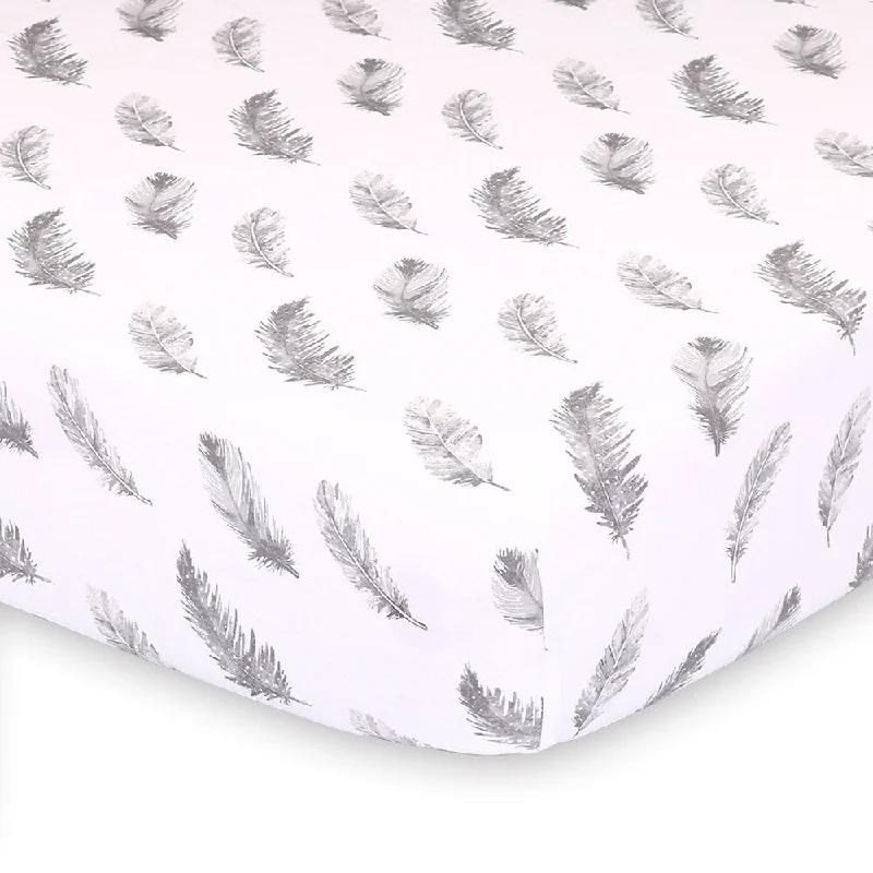 Farmhouse Feathers Fitted Sheet by The Peanutshell