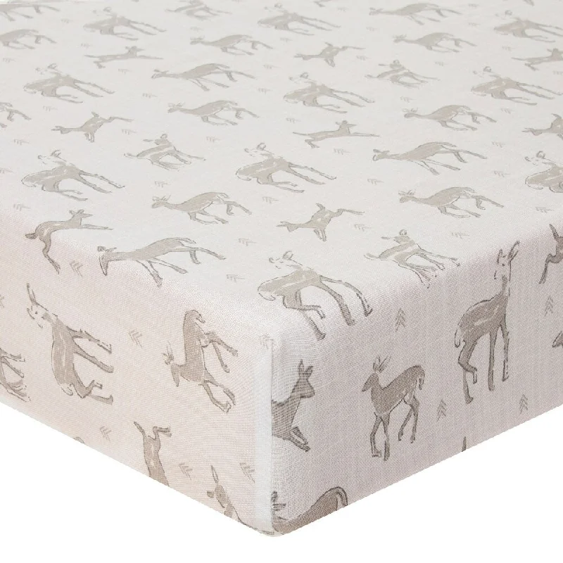 Forest Friends Fitted Sheet (Deer Print) - N/A