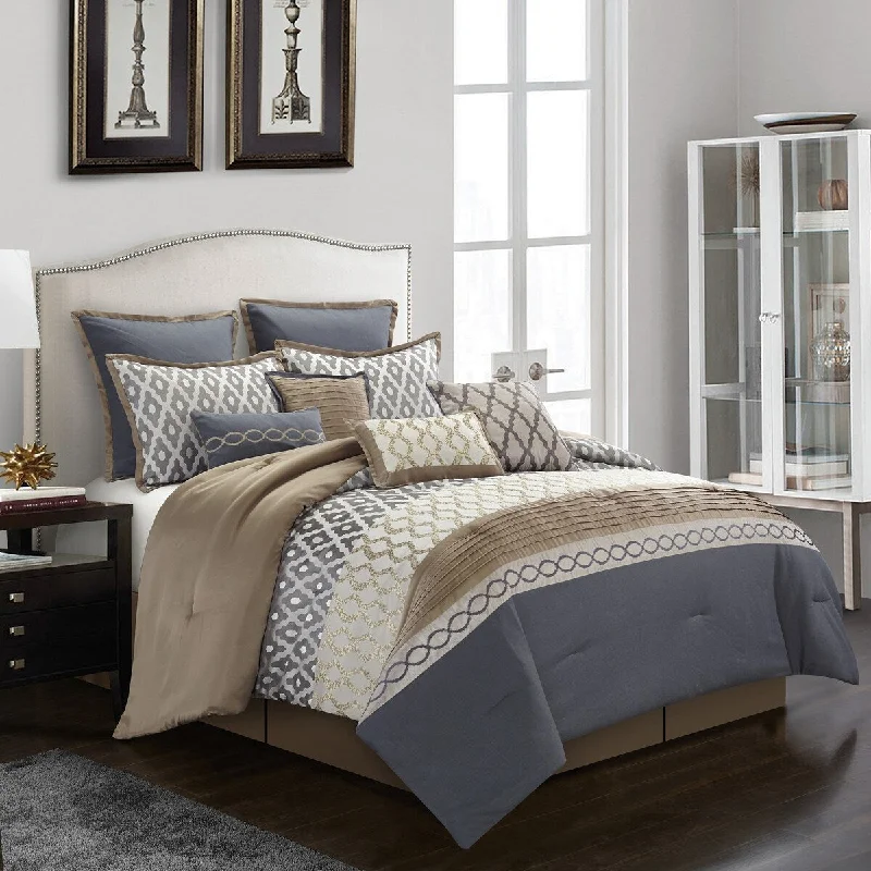 Nanshing Calvin Luxury10-Piece Geometric Comforter Set