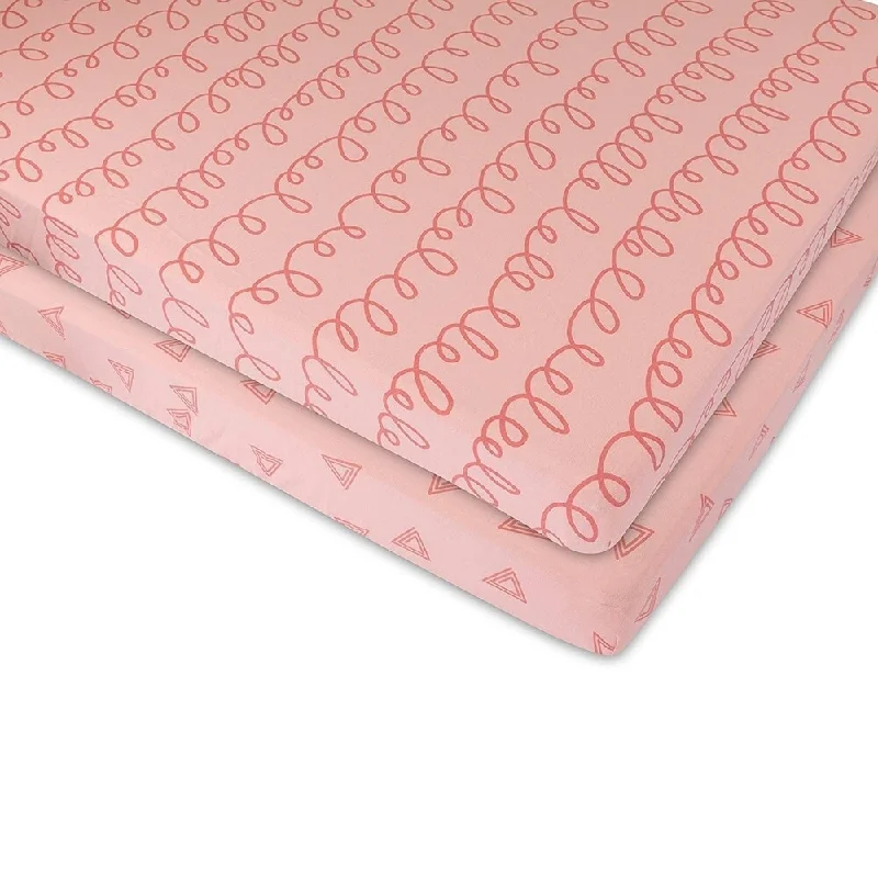 Pack N Play Crib Sheet Set Jersey Cotton 2 Pack - Pink