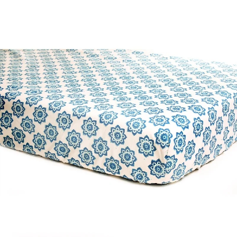 Petite Namaste Blue Elephant Caravan Star Crib Fitted Sheet