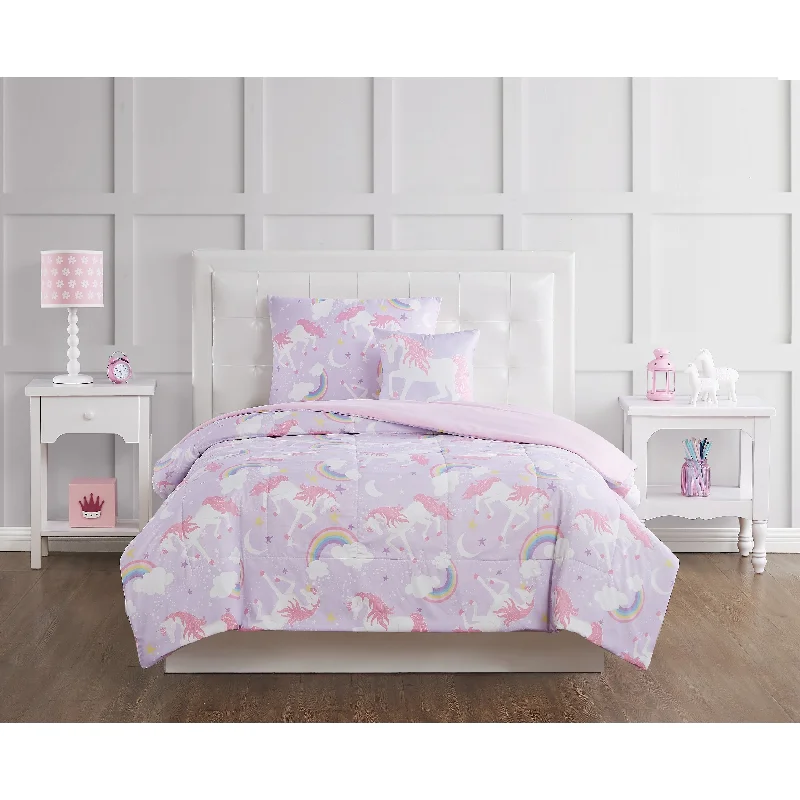 Porch & Den Myrica Unicorn and Rainbow 4-piece Comforter Set