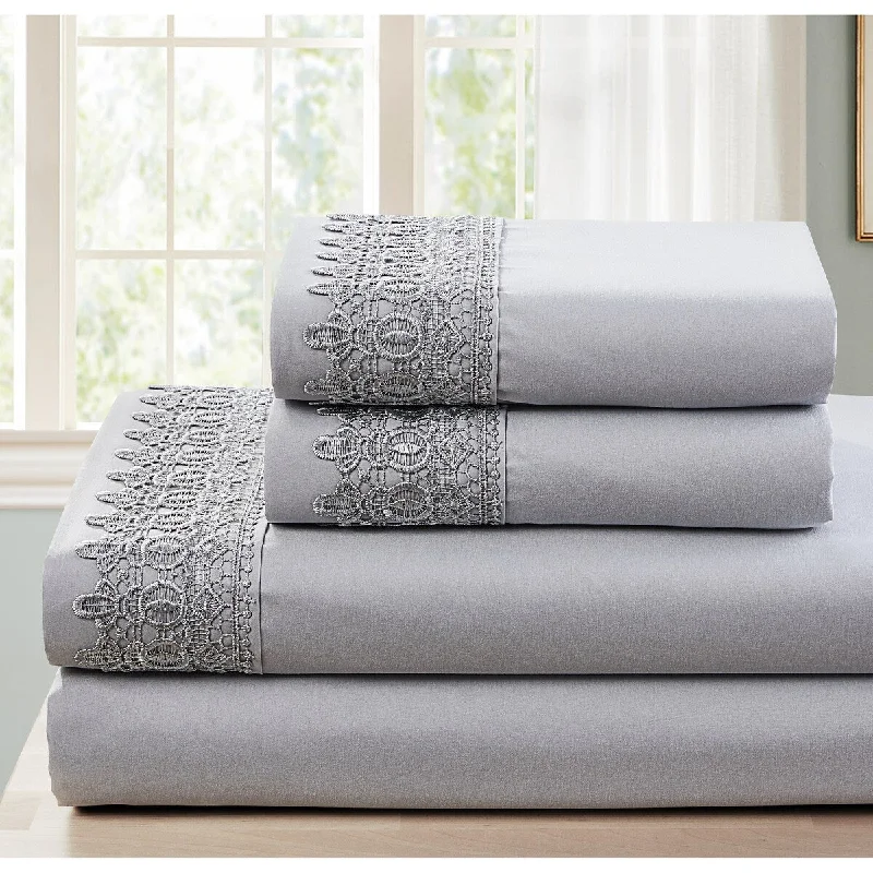 SL SPIRIT LINEN HOME EST. 1988 Lace Sheet Set - Double Brushed Microfiber