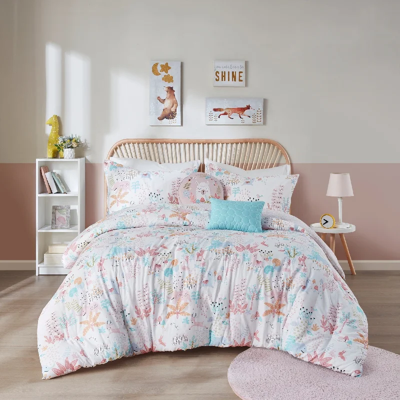 Urban Habitat Kids Kinsley Blush Woodland Animals Cotton Reversible Comforter Set