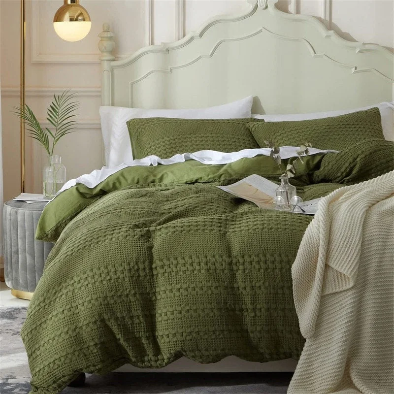 Waffle Weave Duvet Cover Set