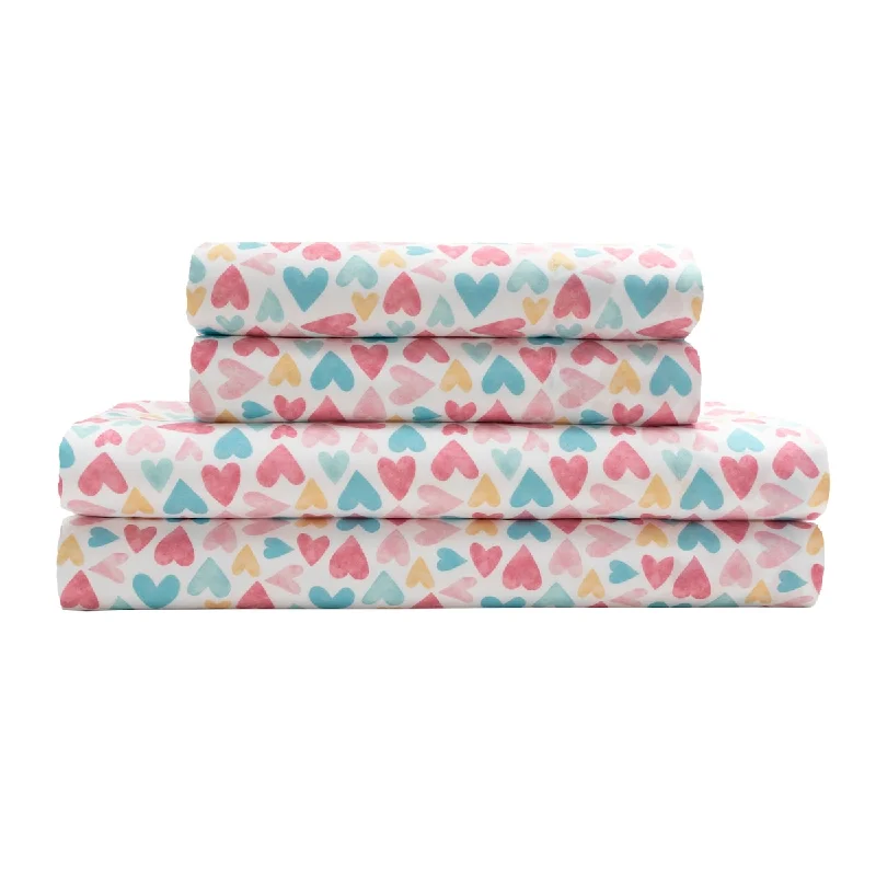 Watercolor Heart Print Sheet Set