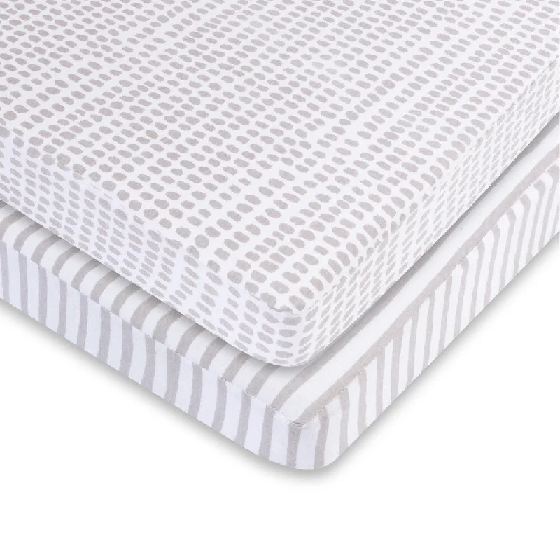 Waterproof Pack N Play Crib Sheet Set-Jersey Cotton 2 Pack -Taupe