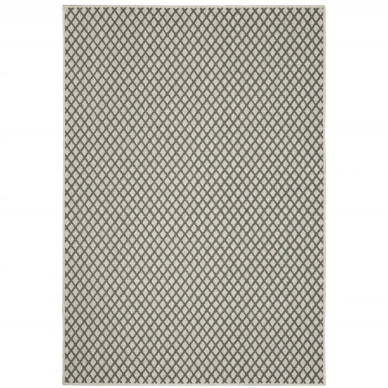 10' X 13' Geometric Stain Resistant Indoor / Outdoor Area Rug - Beige