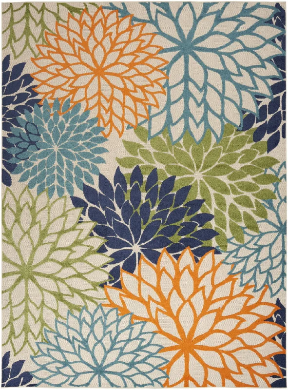 10' X 14' Floral Power Loom Area Rug - Blue / Green