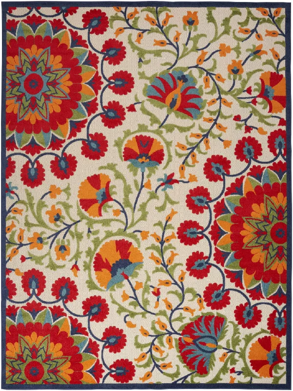 10' X 14' Floral Power Loom Area Rug - Red