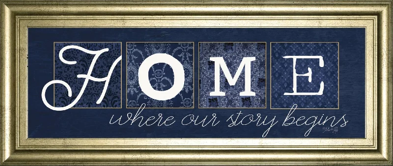 18x42 Home Where Our Story Begins By Marla Rae - Blue