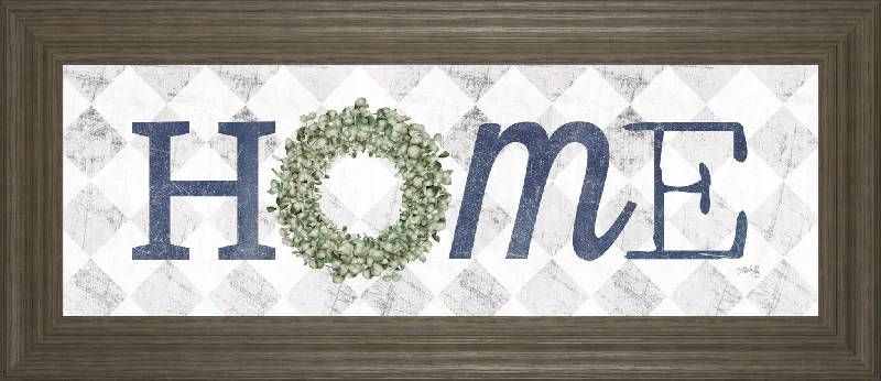 18x42 Home With Eucalyptus Wreath I By Marla Rae - Light Blue