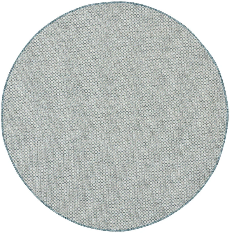 5' Round Geometric Power Loom Area Rug - Blue