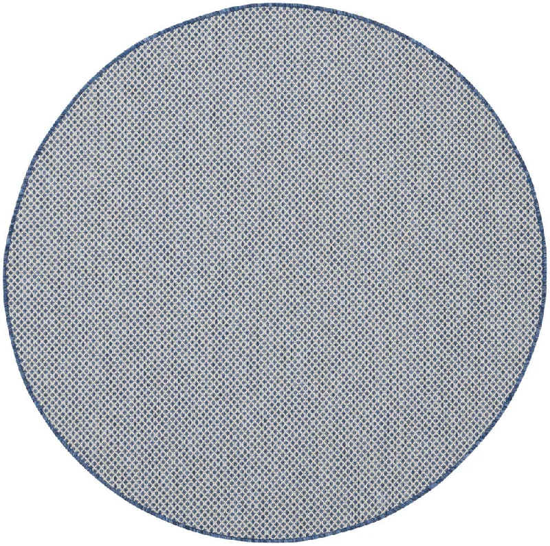 5' Round Geometric Power Loom Area Rug - Bone