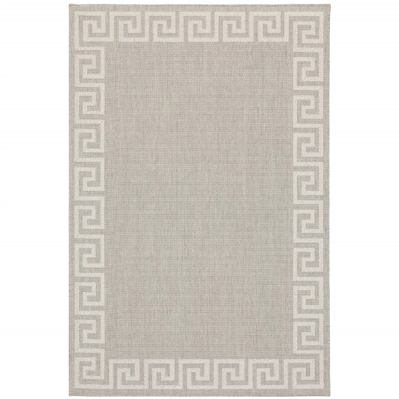 5' X 7' Stain Resistant Indoor / Outdoor Area Rug - Gray / Ivory