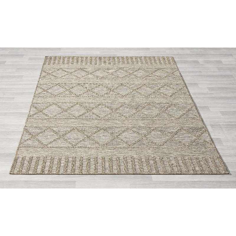 5' X 7' Striped Handmade Outdoor / Indoor Area Rug - Gray