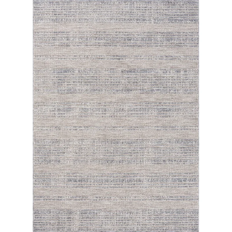 5' X 7' Striped Indoor / Outdoor Area Rug - Ivory / Blue