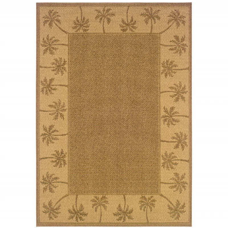 5' X 8' Stain Resistant Outdoor & Indoor Area Rug - Tan