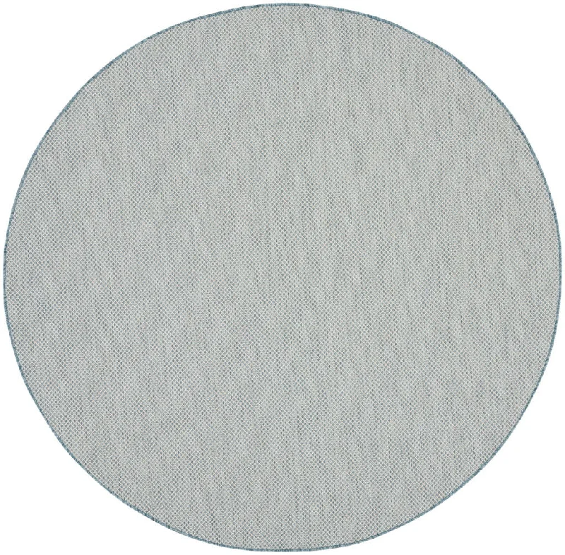 6' Round Geometric Power Loom Area Rug - Blue