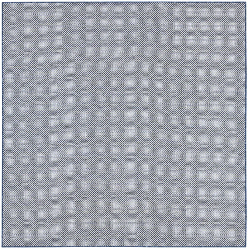 8' Square Geometric Power Loom Area Rug - Blue