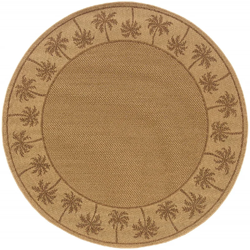 8' X 8' Round Stain Resistant Indoor & Outdoor Area Rug - Beige