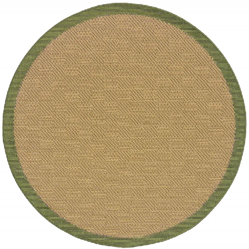 8' X 8' Round Stain Resistant Indoor / Outdoor Area Rug - Beige