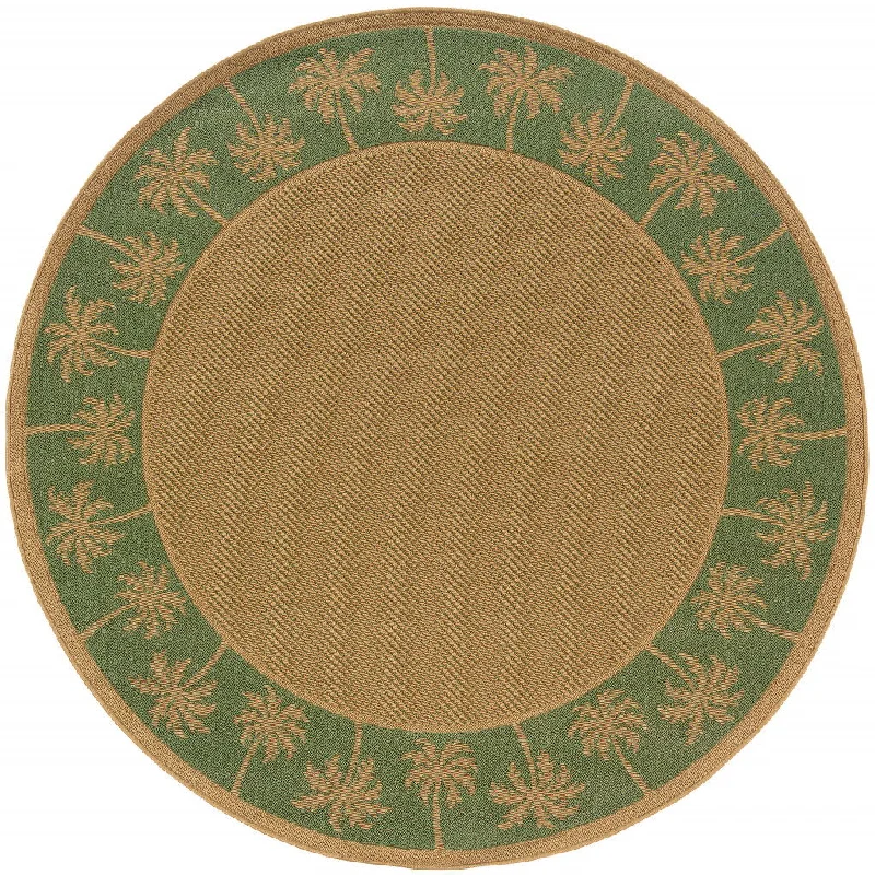 8' X 8' Round Stain Resistant Outdoor & Indoor Area Rug - Beige