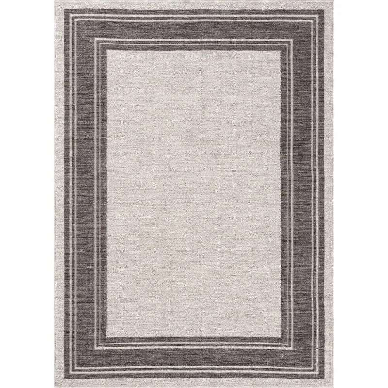 8' X 9' Indoor / Outdoor Area Rug - Gray / Ivory