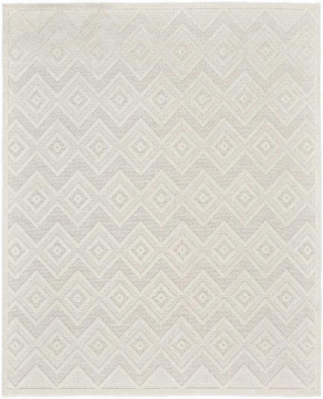 9' X 12' Area Rug Geometric Flatweave - Cream